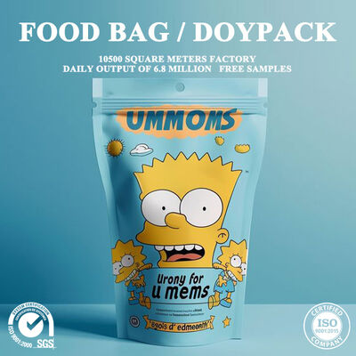 Qualität Einzelhandel Fokus Doypack Laminierte Tasche Tasche farbenfrohe gedruckte Gestaltung für Frucht Toffee, Marshmallow und verschiedene süße Süßwaren Regal Verkauf Verpackung Fabrik