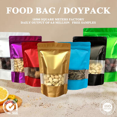 Qualidade Sacos de alimentos biodegradáveis convenientes Sacos de alimentos de plástico refeitáveis com janela de visão transparente Fábrica